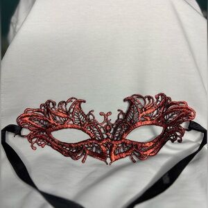 Elegant Two Sided Red Lace Masquerade Mask